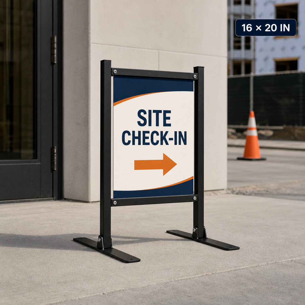 16 by 20 inch portable construction sign frame