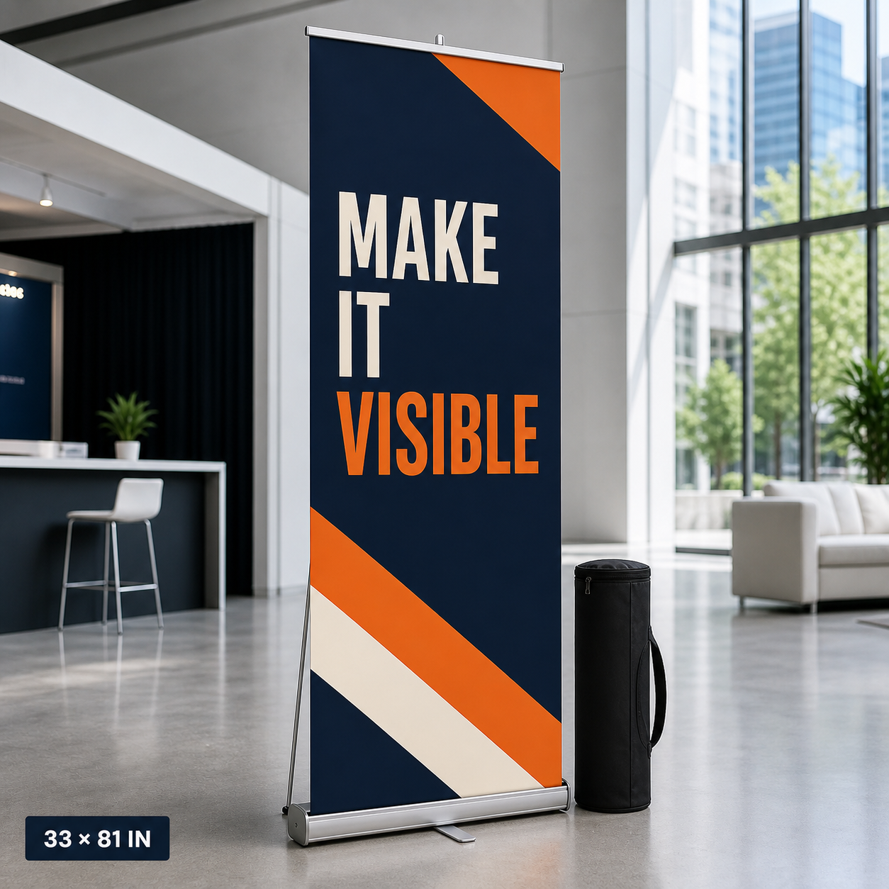 33 by 81 inch retractable banner kit