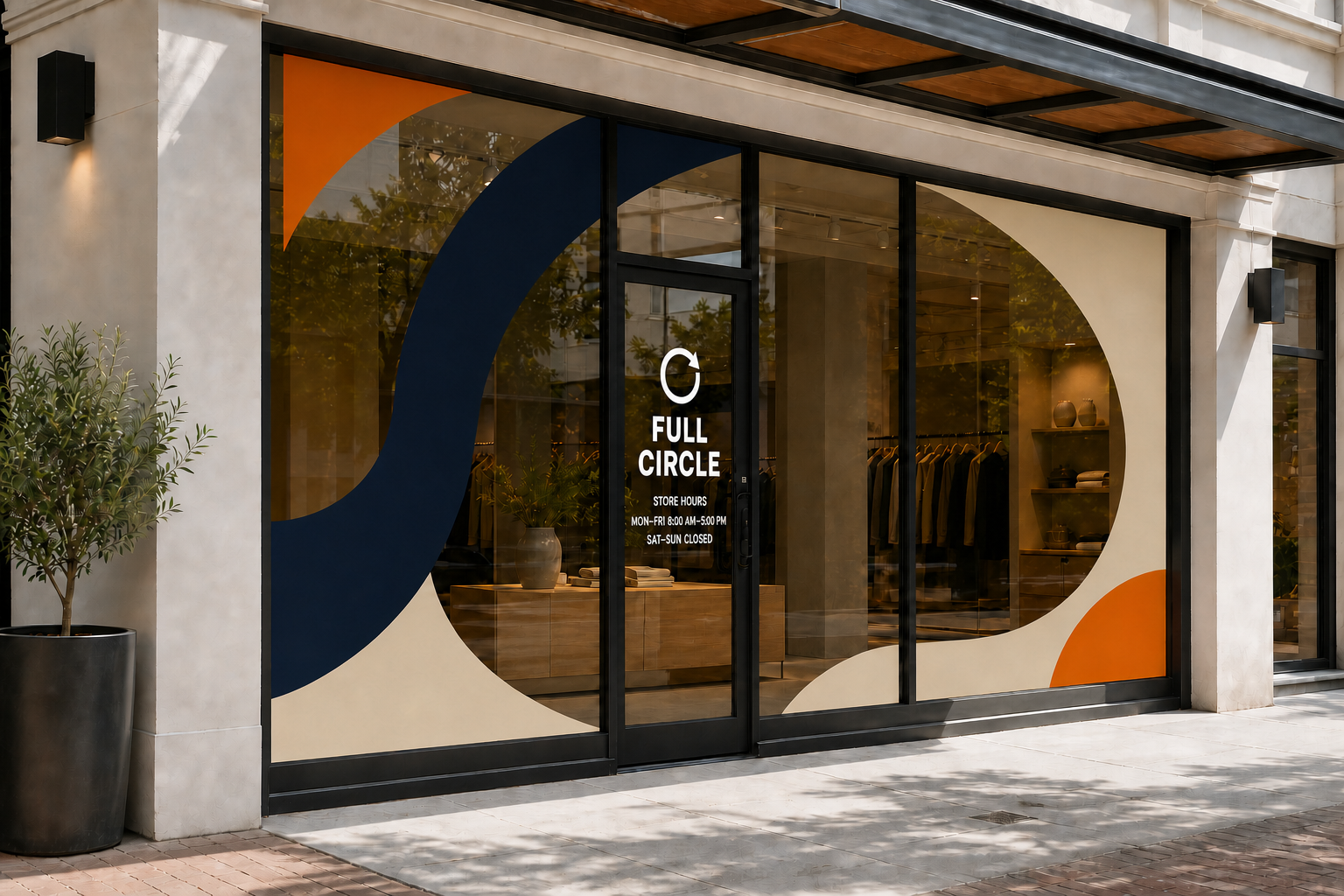 Exterior view of opaque contour-cut window graphics
