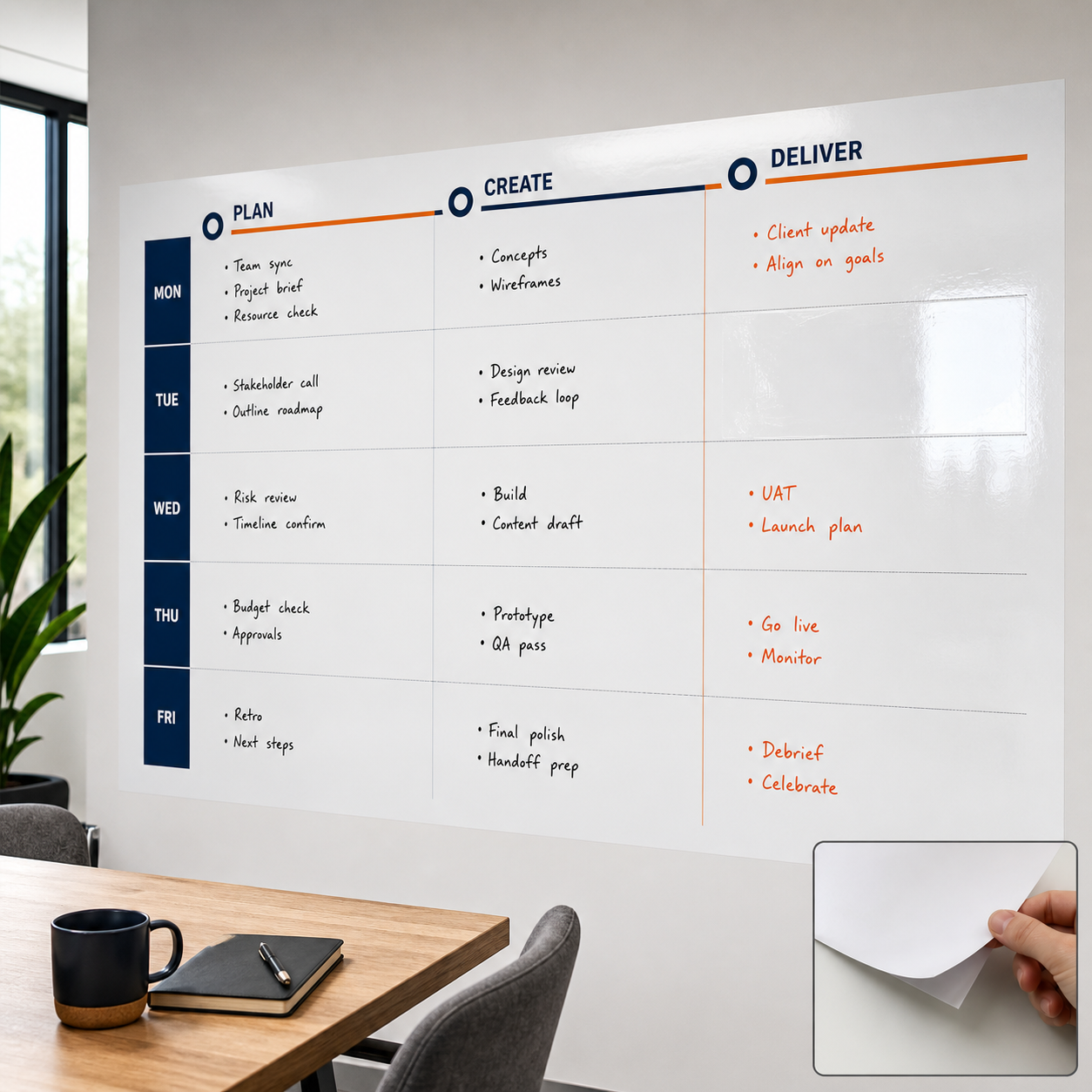 Printed dry-erase wall film