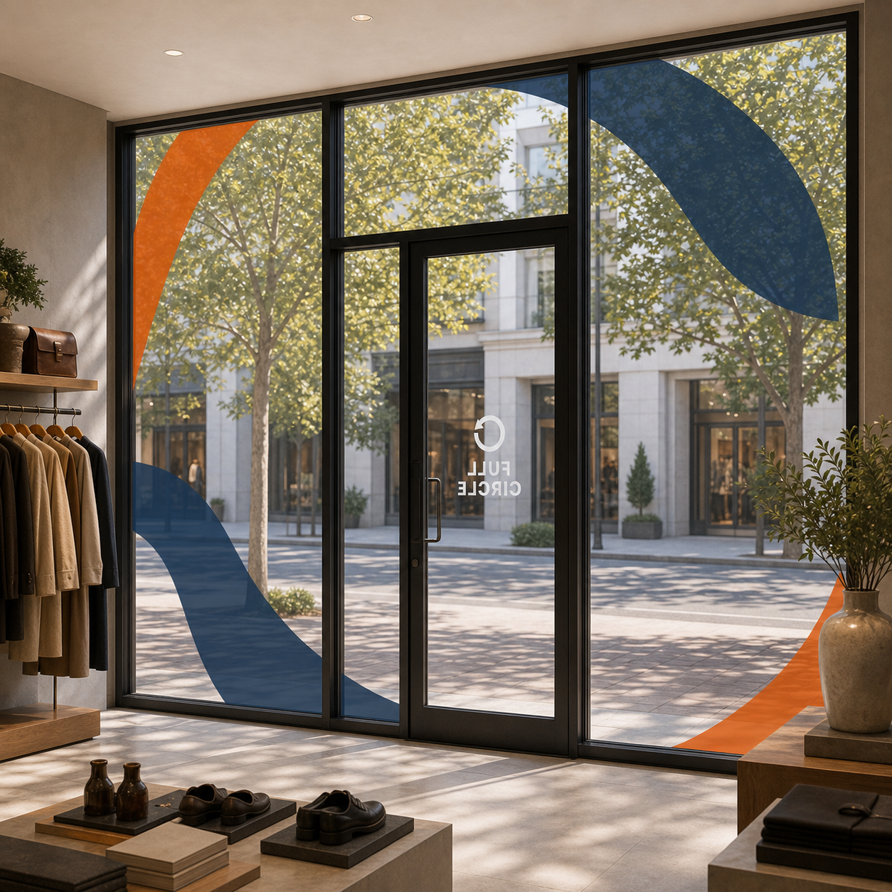 Interior view of clear window vinyl with transmitted color